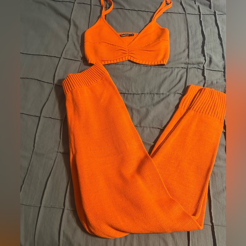 Boohoo Bold Orange Knit Set